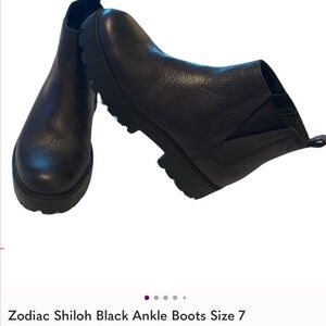 Zodiac Black Leather Ankle Boots